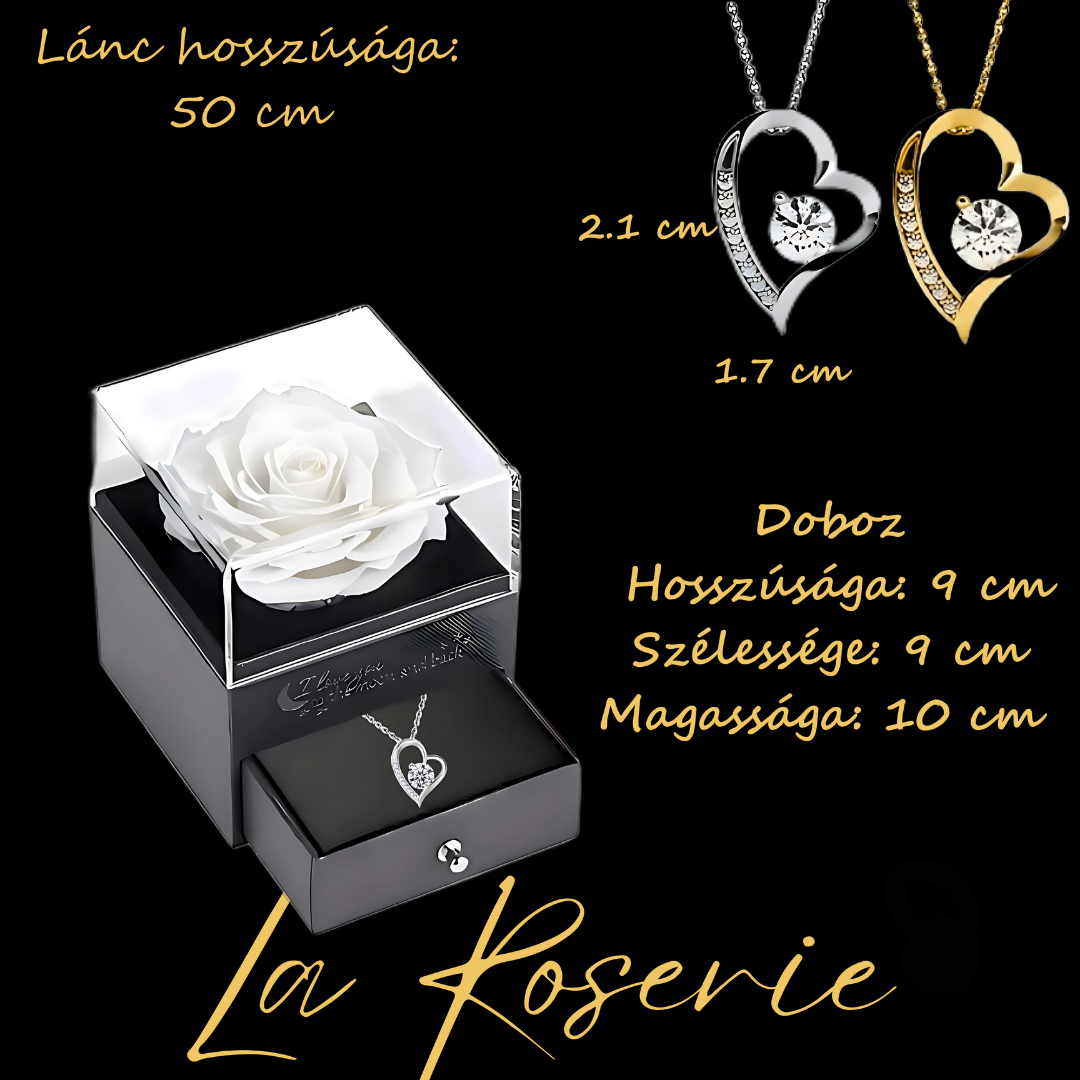 fehér örök rózsa nyaklánccal