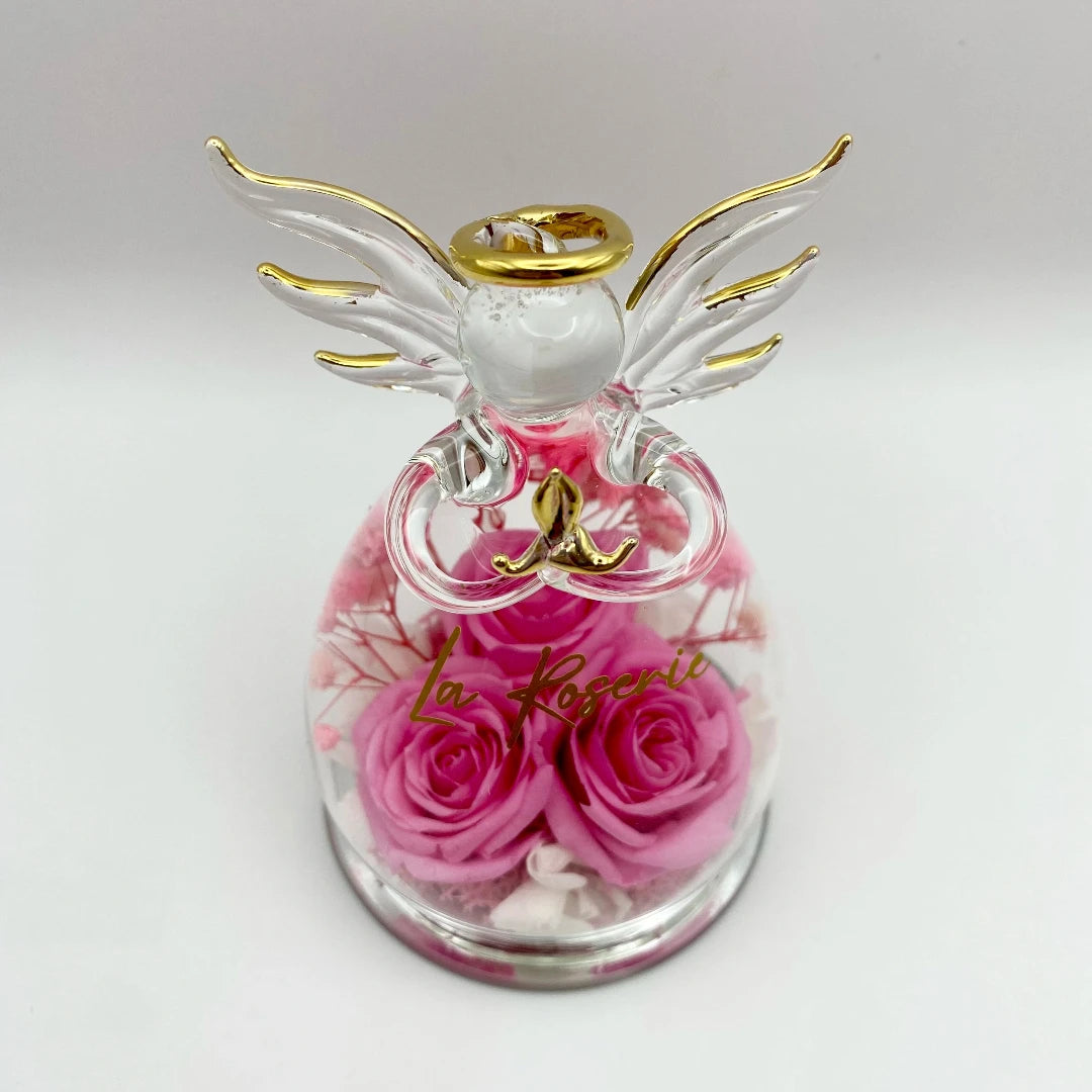 rózsaszín örökrózsa üveg angyal