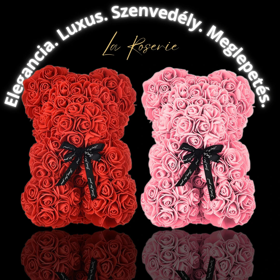 rózsa maci díszdobozban