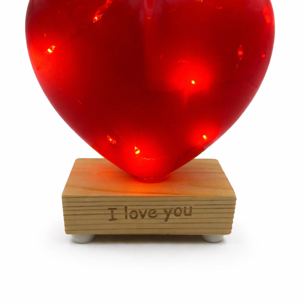 üveg szív led világítással I love you