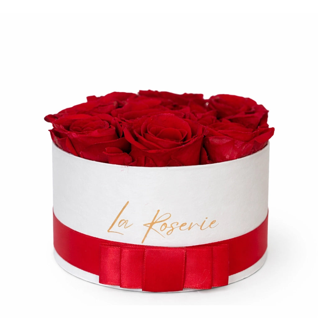 10 szál vörös örökrózsa box