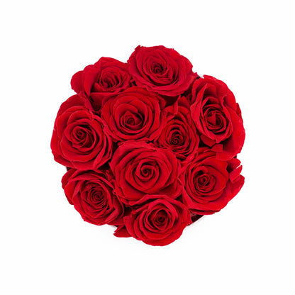 10 szál vörös örökrózsa box