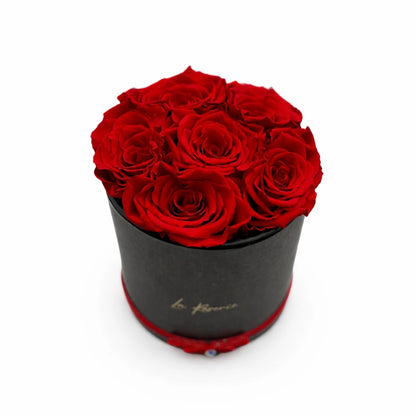 6 örökrózsa fekete kalapdobozban