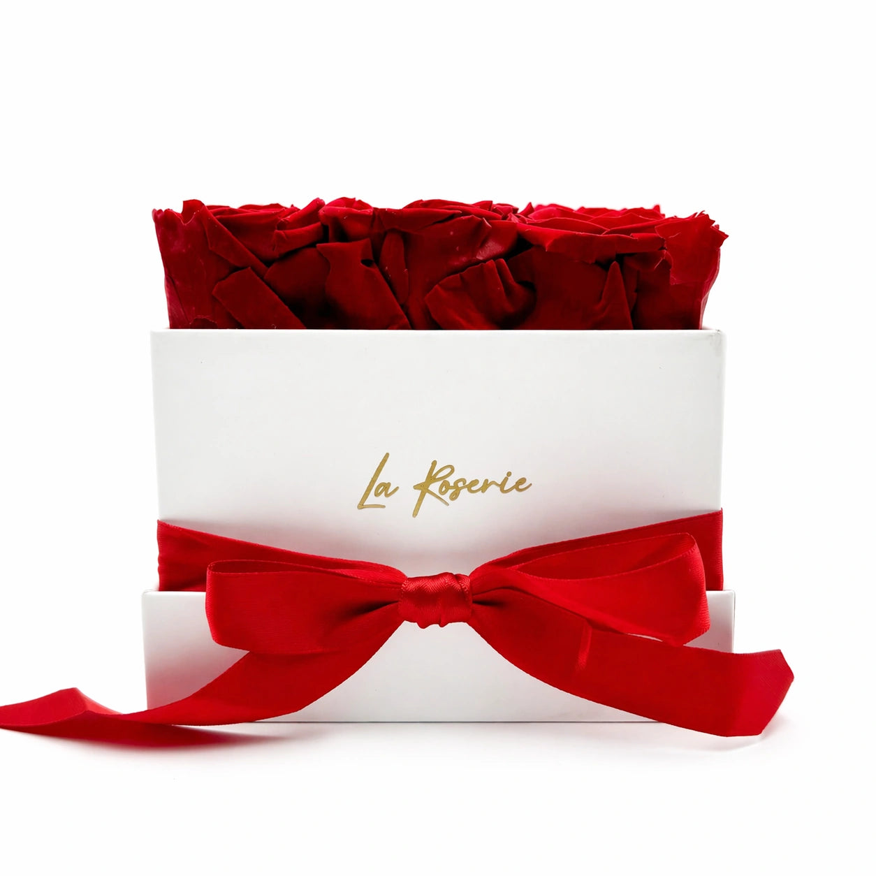 9 örökrózsa fehér kocka rózsabox tartósított vörös rózsa