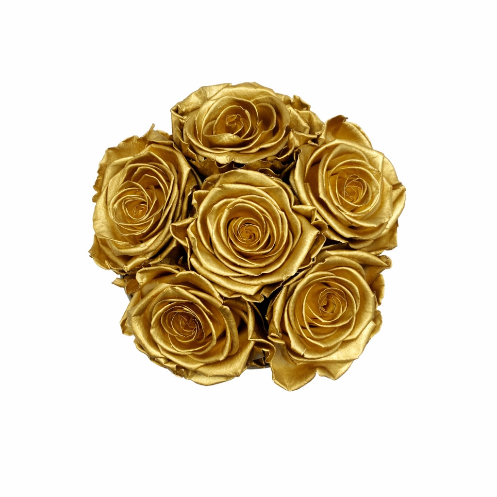 6 szál arany örökrózsa dobozban
