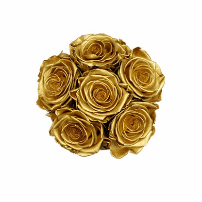 6 szál arany örökrózsa dobozban