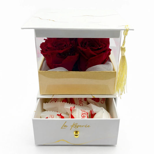 talár kalap ajándékbox örökrózsával