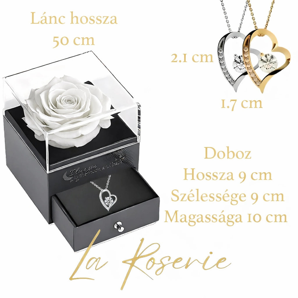 fehér örökrózsa nyaklánc méret