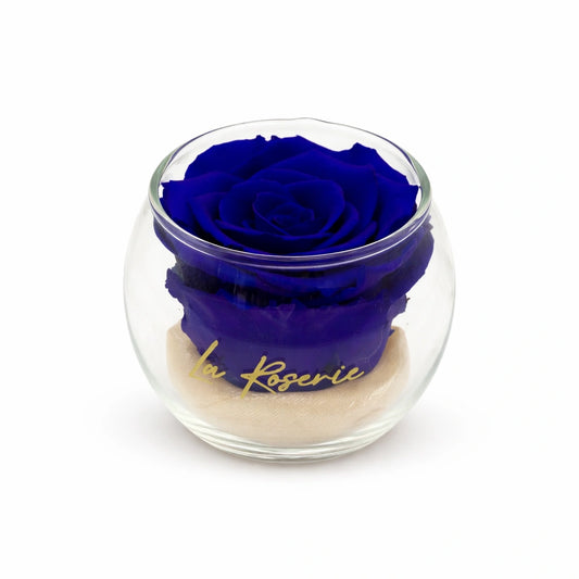 kék örökrózsa üvegben