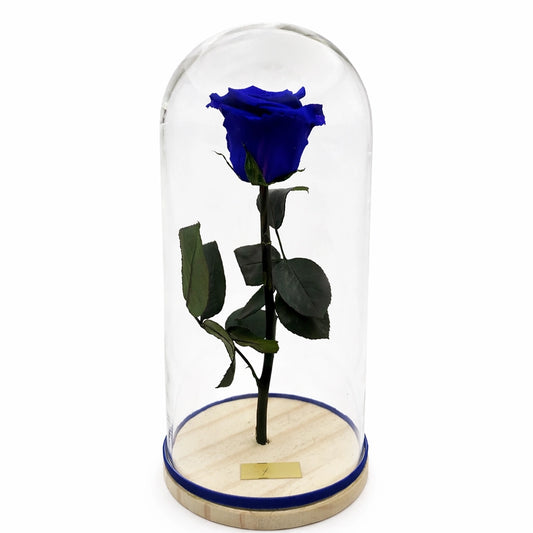 kék örökrózsa üvegben