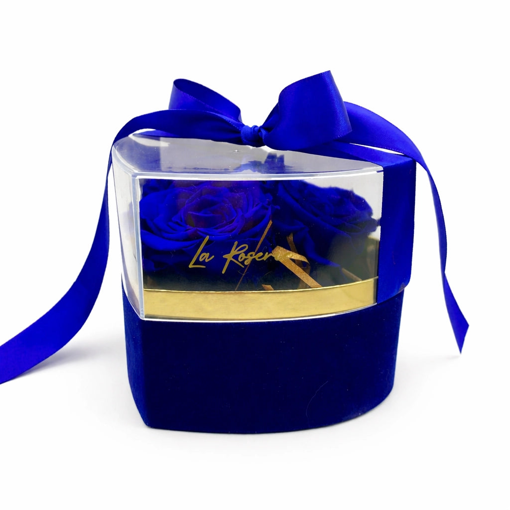 kék örök rózsa bársony dobozban