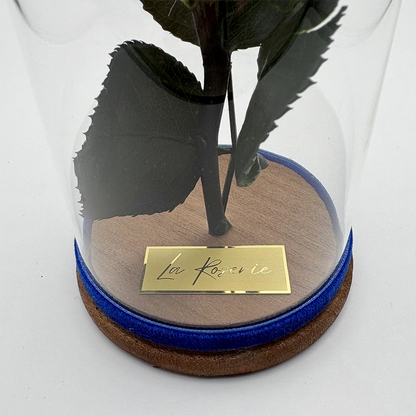 kék örökrózsa üvegben