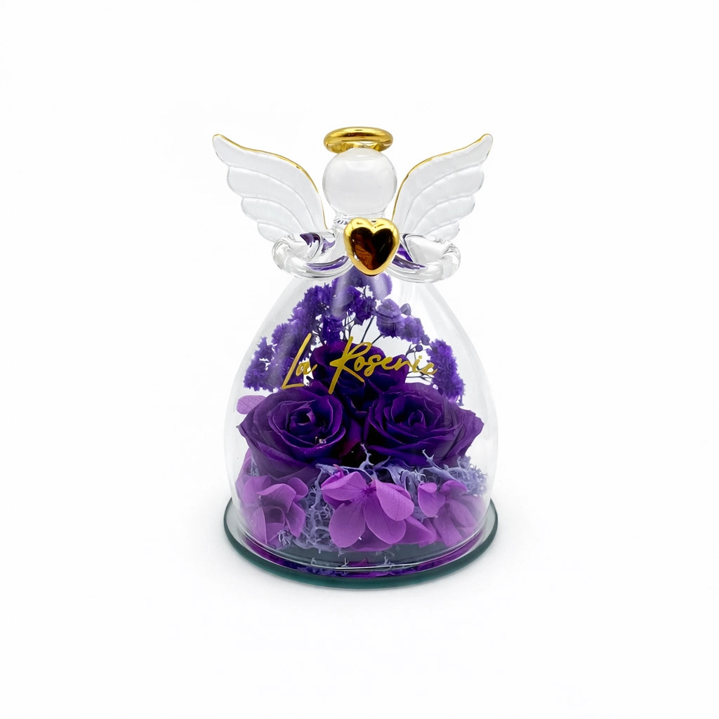 lila örökrózsa angyal szobor