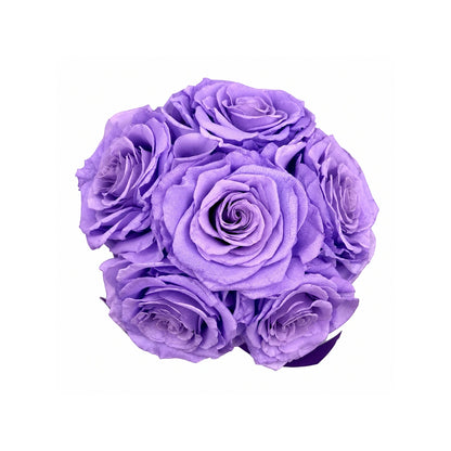 lila örökrózsa dobozban