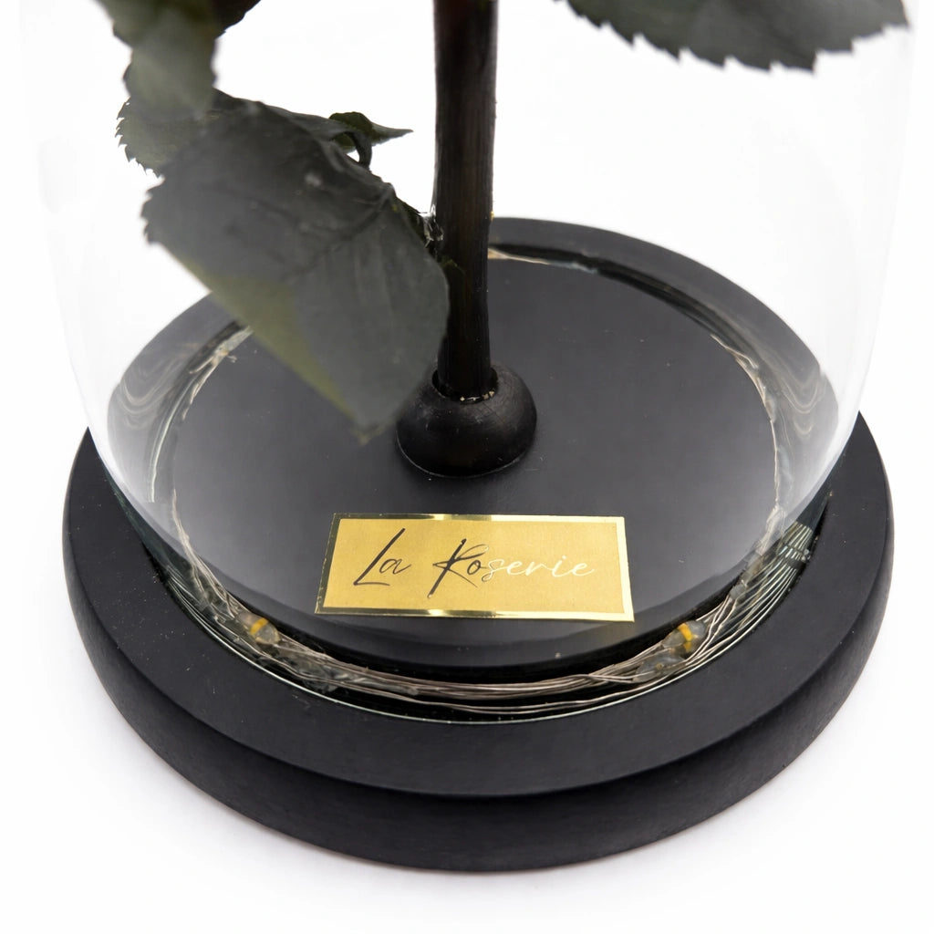 örök rózsa üvegben, led világítással