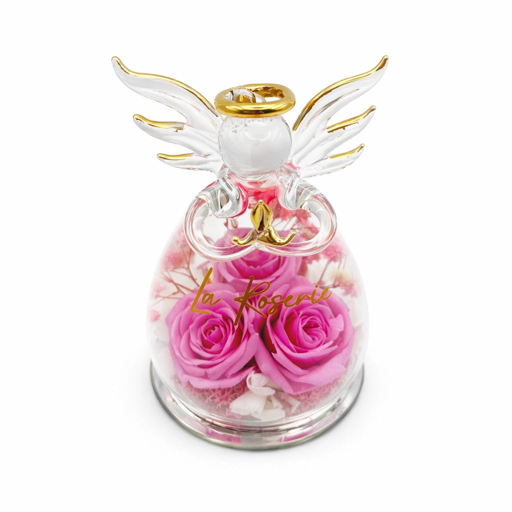 rózsaszín örökrózsa üveg angyal