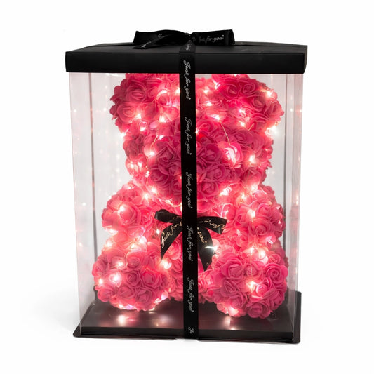 pink rózsa medve világító