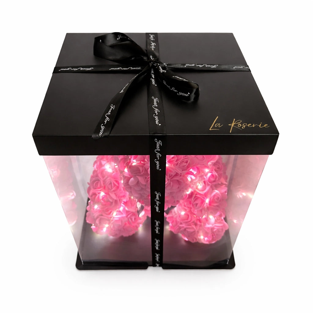 pink rózsa medve világító 40 cm