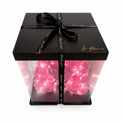 pink rózsa medve világító 40 cm