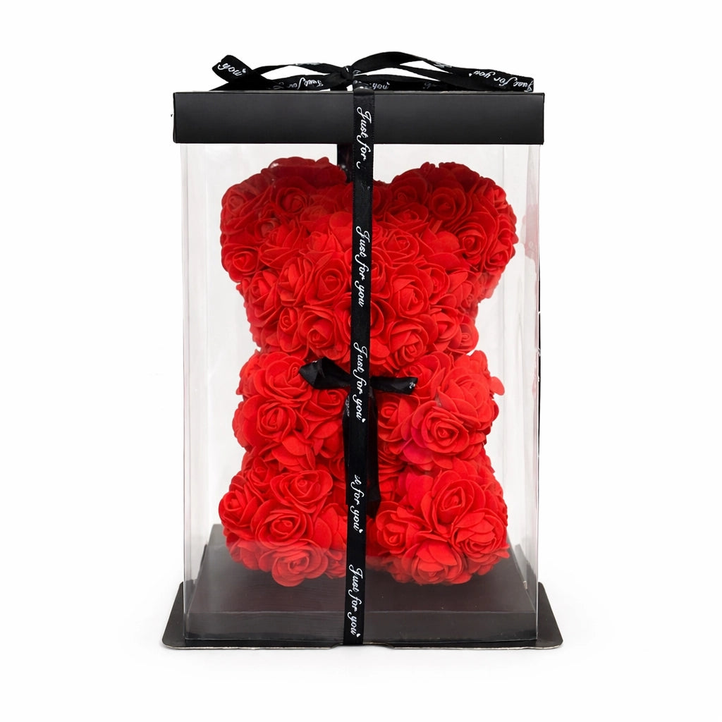 rózsa maci díszdobozban