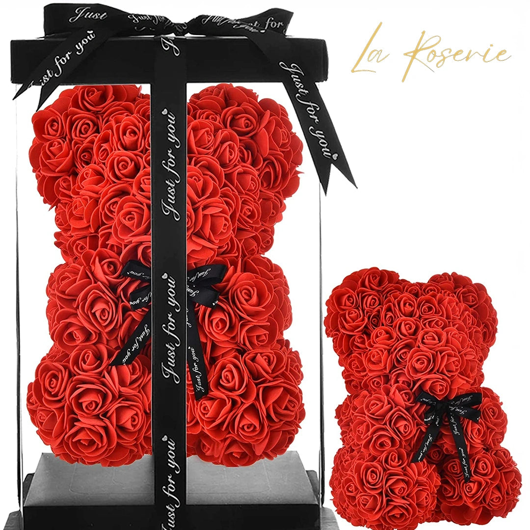 rózsa maci díszdobozban