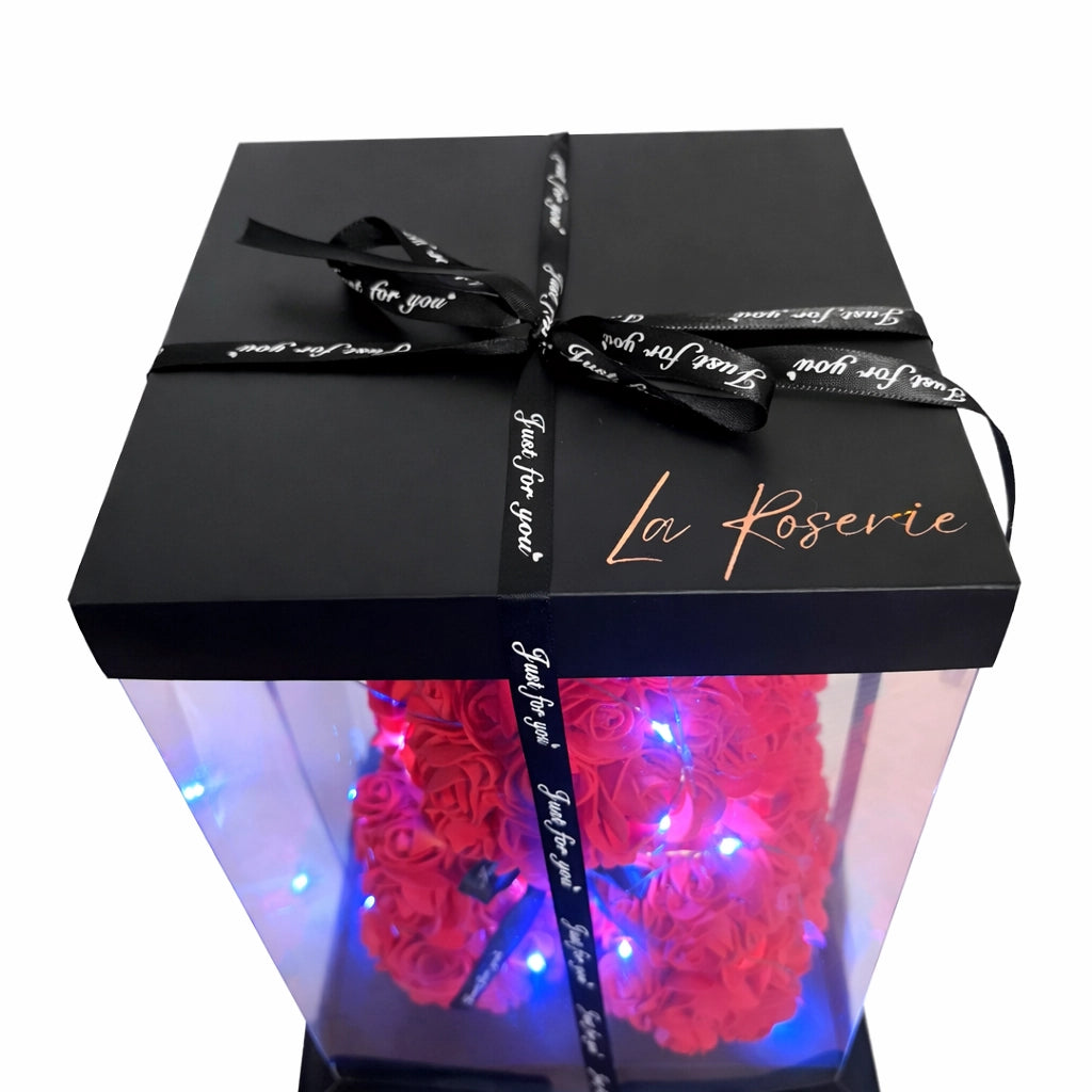 rózsa maci led világítással 25 cm