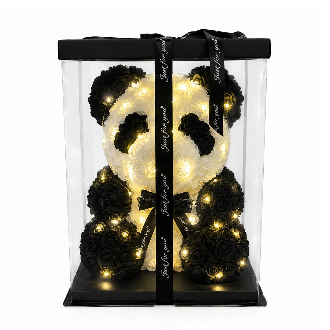 rózsa panda maci led világítással
