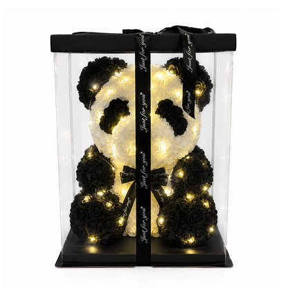 rózsa panda maci led világítással