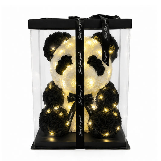 rózsa panda maci led világítással