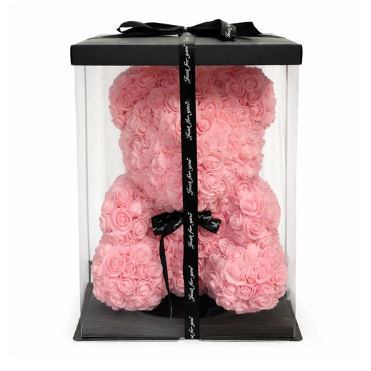 rózsaszín rózsa maci 40 cm nagy