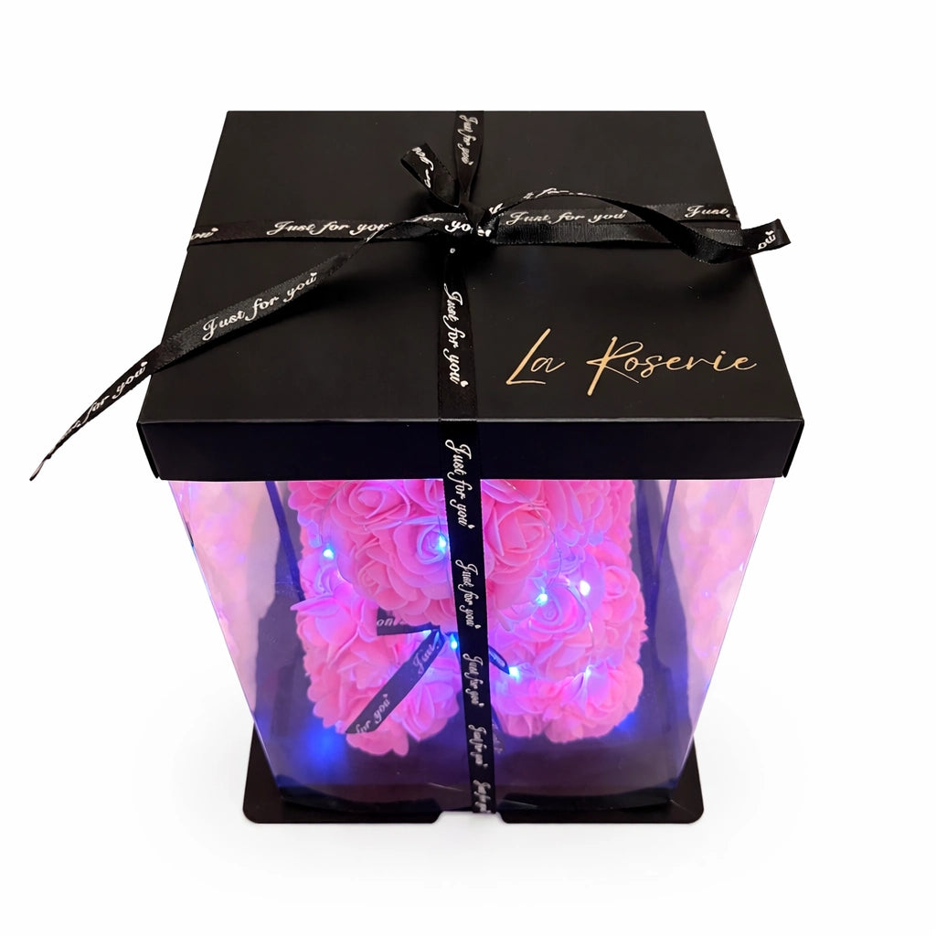 rózsa maci led világítással rózsaszín