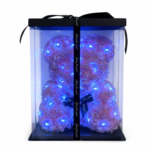 rózsaszín rózsa maci led világítással