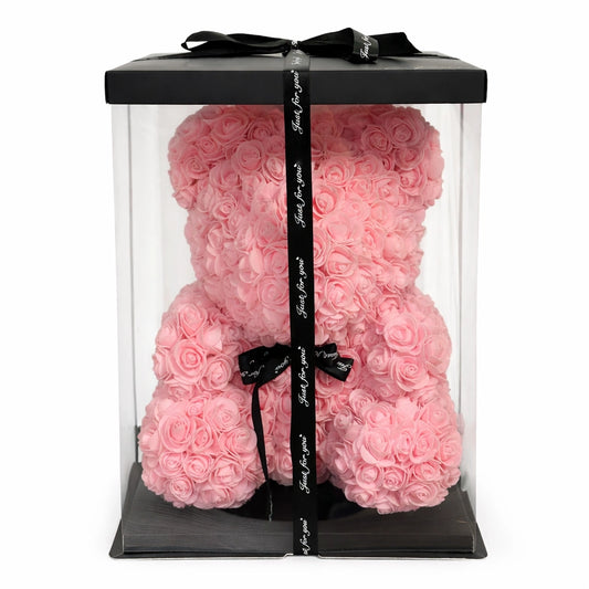 rózsaszín rózsa maci 40 cm nagy