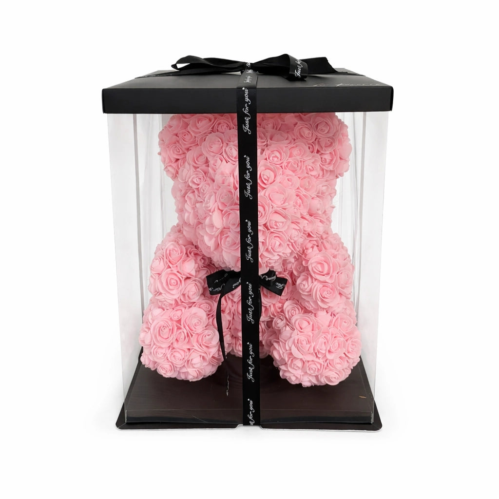 rózsaszín rózsa maci 40 cm nagy