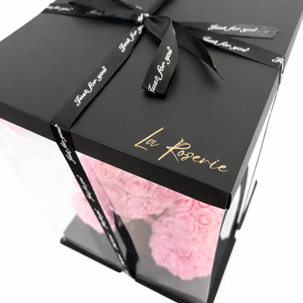 rózsaszín rózsa maci 40 cm nagy