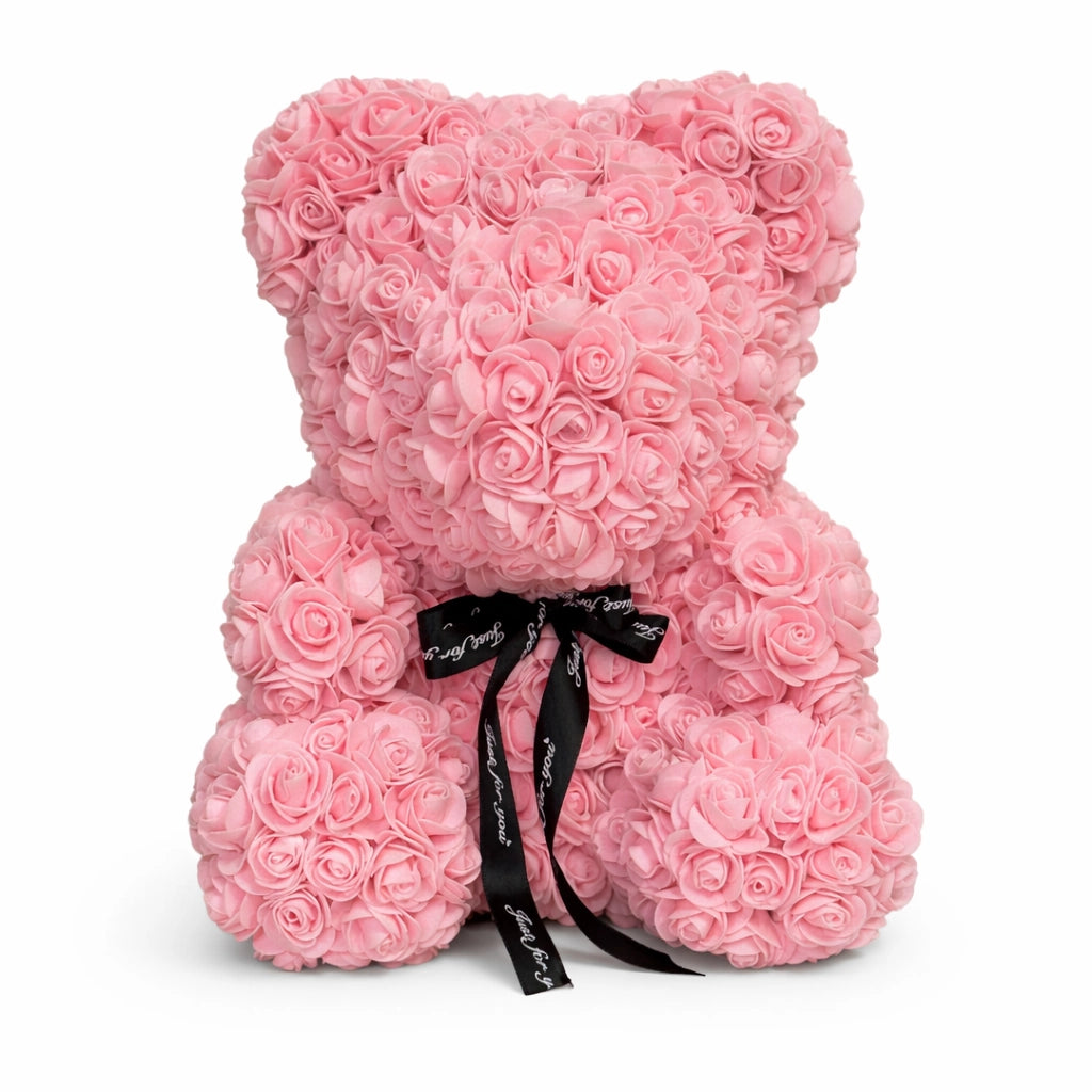 rózsaszín rózsa maci 40 cm nagy