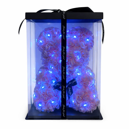 rózsaszín rózsa maci led világítással