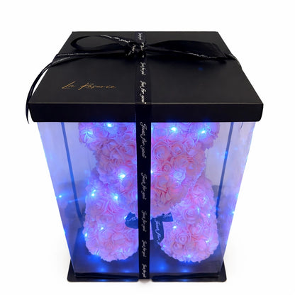 rózsaszín rózsa maci led világítással