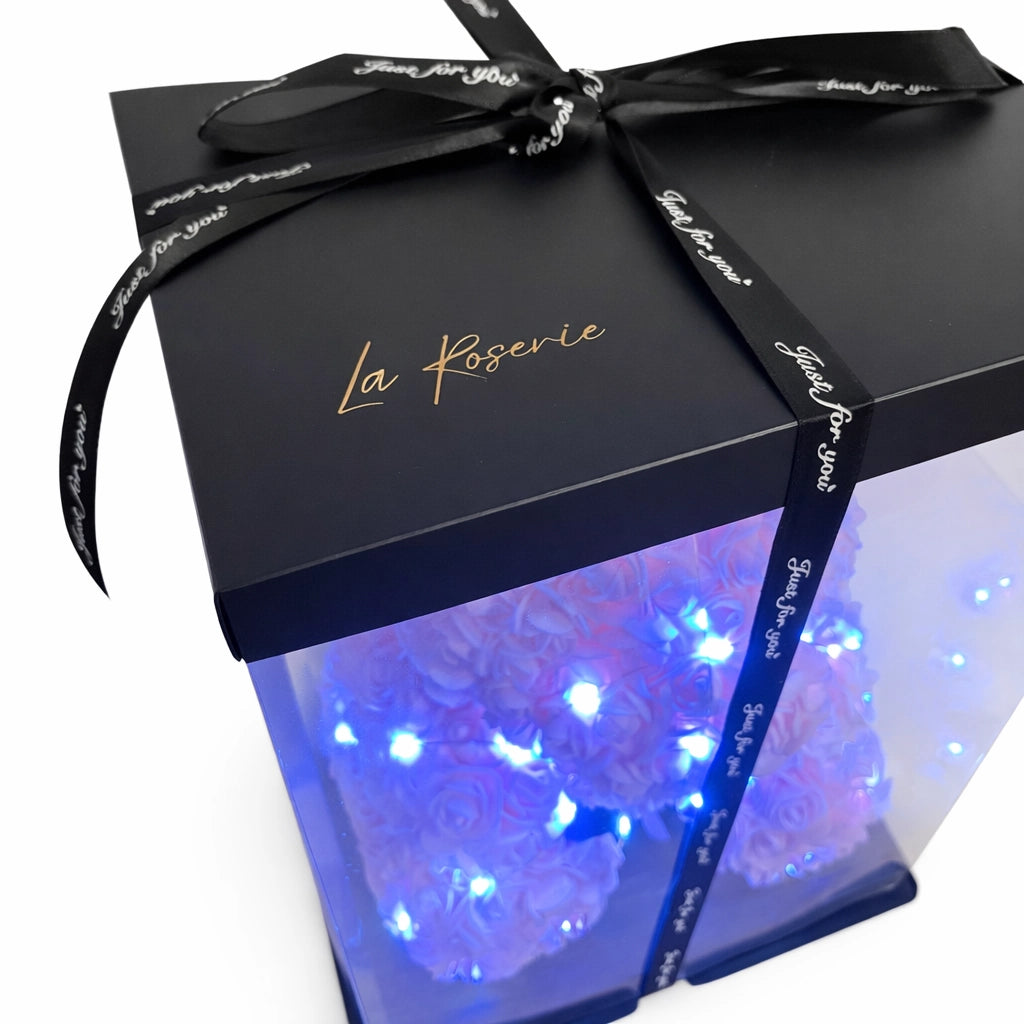 rózsaszín rózsa maci led világítással