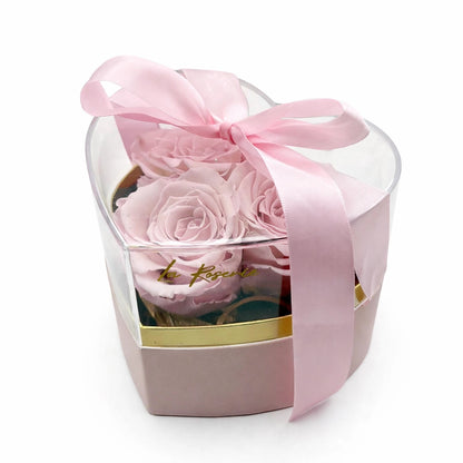 rózsaszín örök rózsa szív alakú dobozban