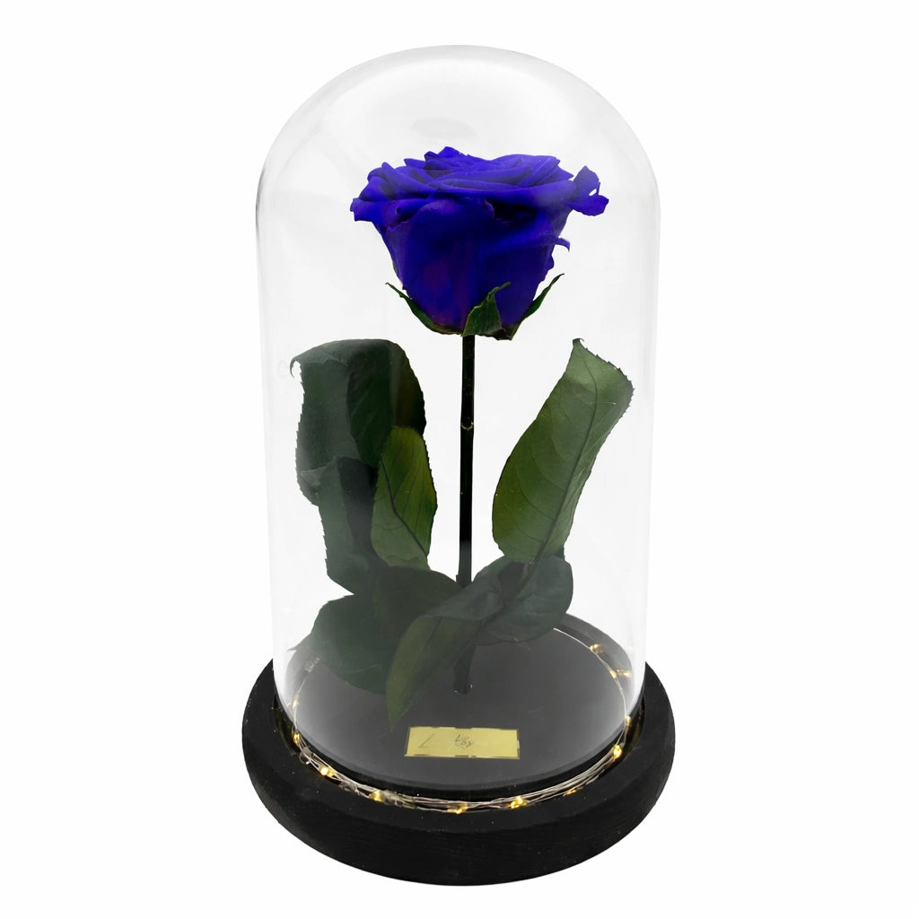 kék örökrózsa üvegben