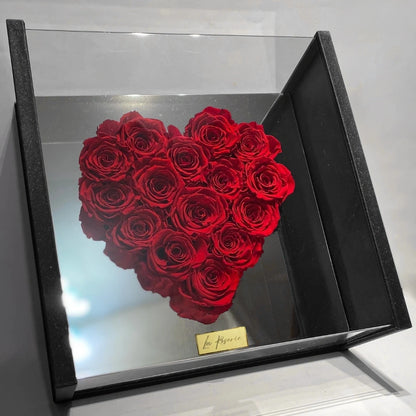 örök rózsa box szív dobozban, tükörrel