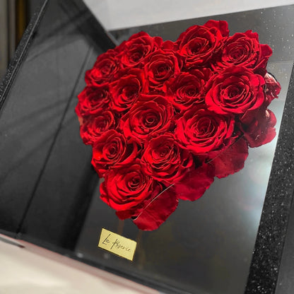 örök rózsa box szív dobozban, tükörrel