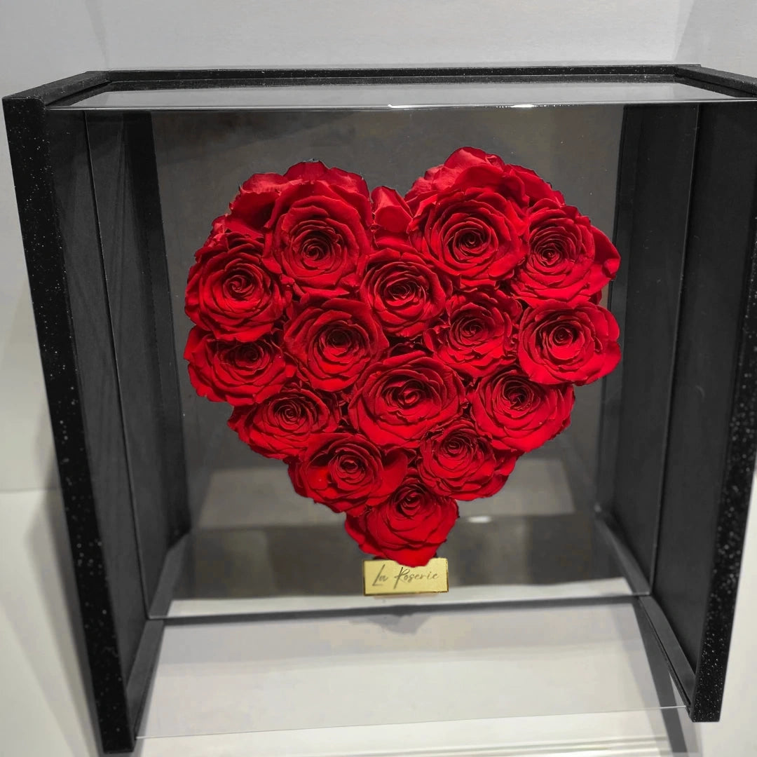 örök rózsa box szív dobozban, tükörrel