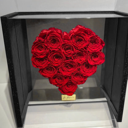 örök rózsa box szív dobozban, tükörrel