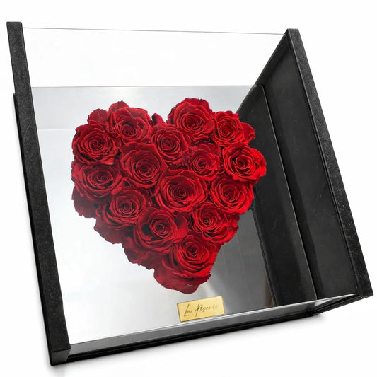 örök rózsa box szív dobozban, tükörrel