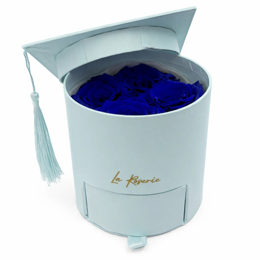 ballagási talár sapka kék örökrózsa